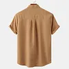Men's Linen Shirt Henley Shirt Front Pocket Casual Shirt Black Short Sleeve Plain Hawaiian Holiday Clothing by Inlyline