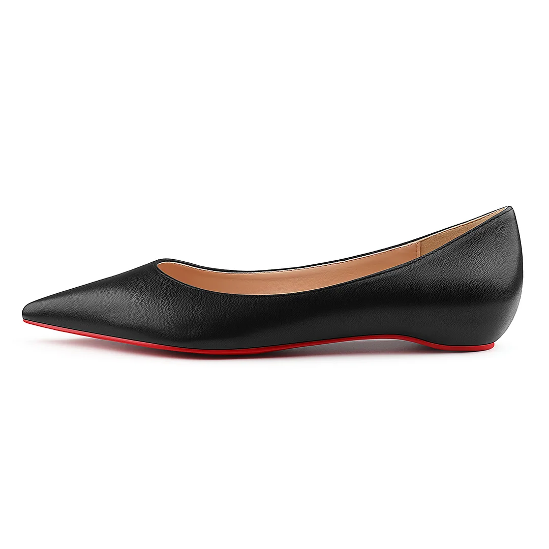 Women's Flats Pointed Toe Internal Increase Chunky Heels Red Bottom Kitten Heels Daily Pumps for Women-MERUMOTE
