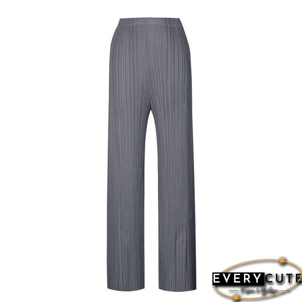 summer autumn casual split aesthetic black pants women's simple loose stretch pleated trousers straight trousers