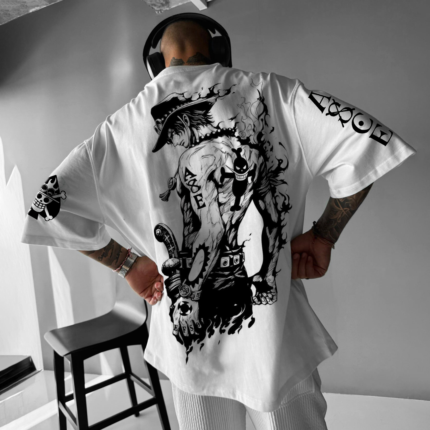  Holographic Anime Character Graphic T-Shirt for Men