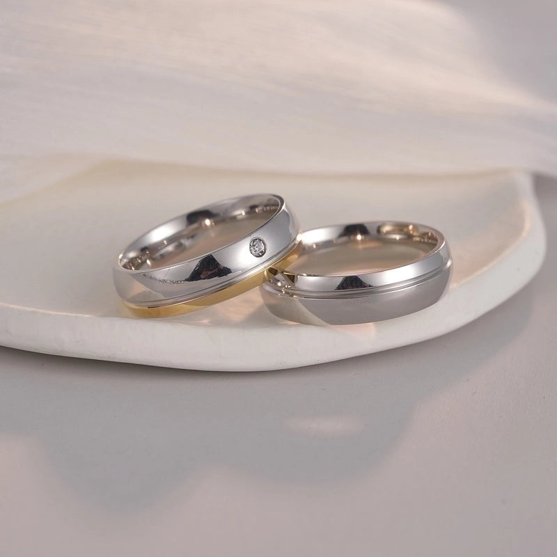 Minimalist Geometric 201 Stainless Steel Zircon Gold Plated Plating Inlay Rings