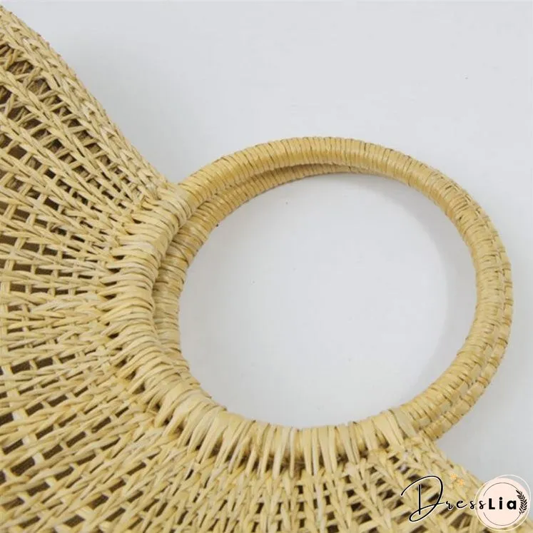 New Beach Portable Simple Moon Hollow Straw Bag