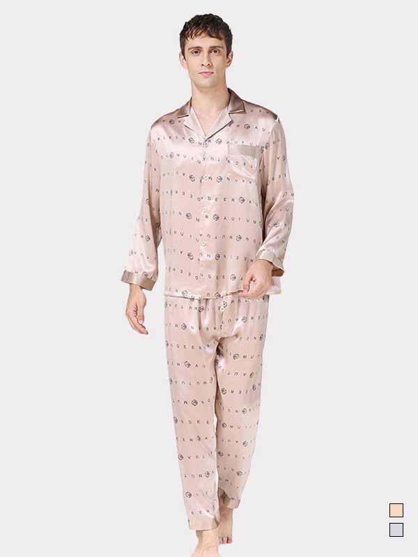19 MOMME Pyjama en soie motif lettres-Soie Plus
