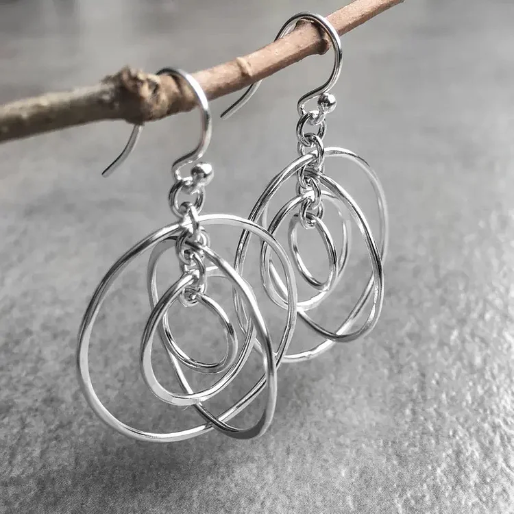 Vintage Hammer Pattern Multi Layer Earrings