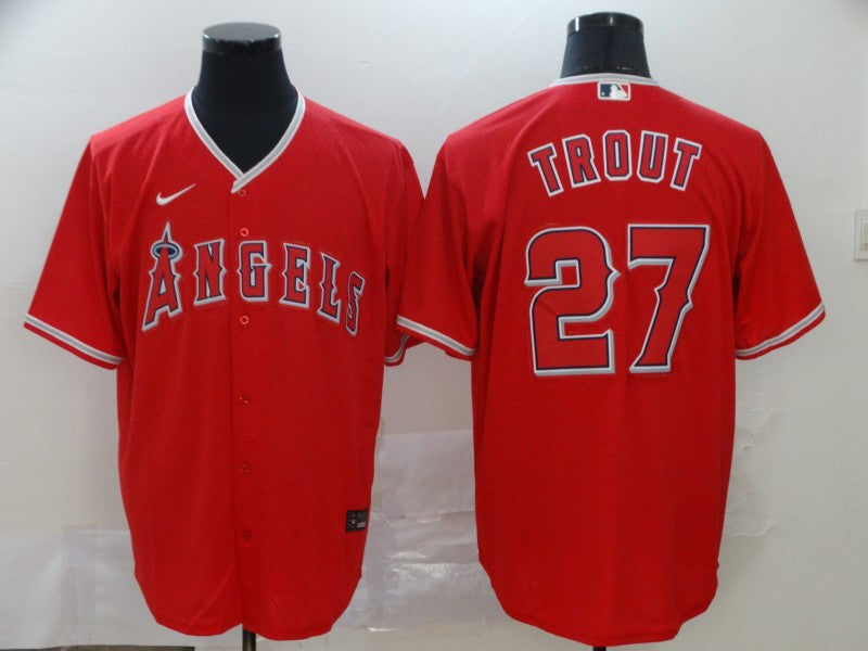 Men's Los Angeles Angels #27 Mike Trout Red Stitched Jersey mysite