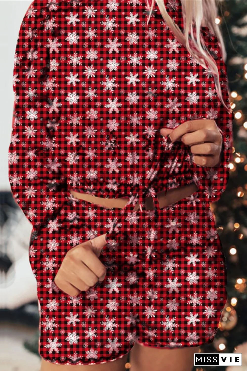 Christmas Drawstring Waist Two Pieces Sets