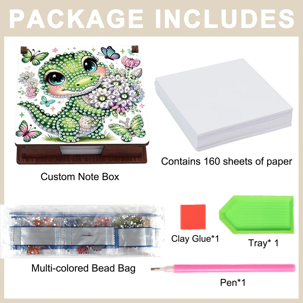 DIY Butterfly Dinosaur Diamond Painting Note Box Paper 160 Sheets of Paper for DIY Art Craft