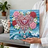 (25x25cm)DIY Flower Heart Framed Handmade Pearl Painting Art Craft Kit Living Home Decor
