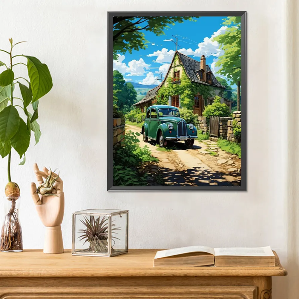 Full Round Diamond Painting 30*40cm - Woods Classic Car