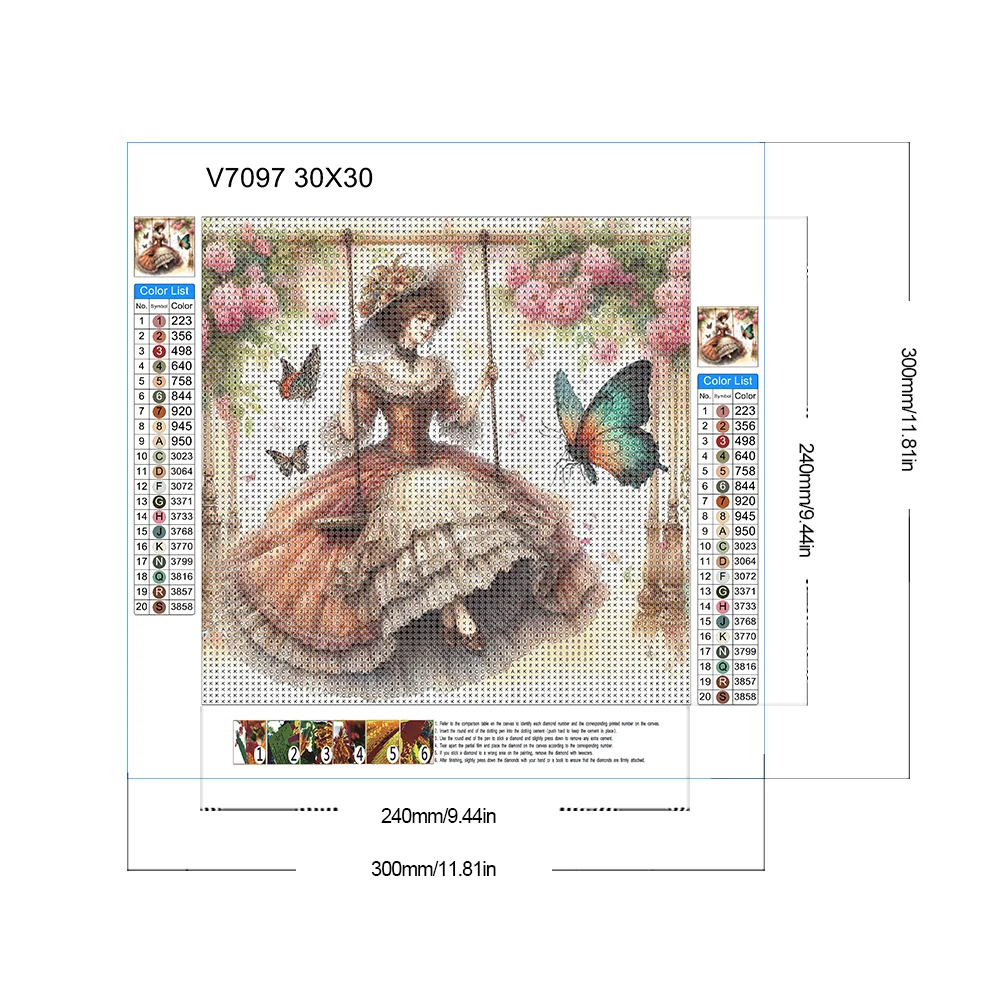 Diamond Painting - Full Round Drill - Swing Lady(Canvas|30*30cm)