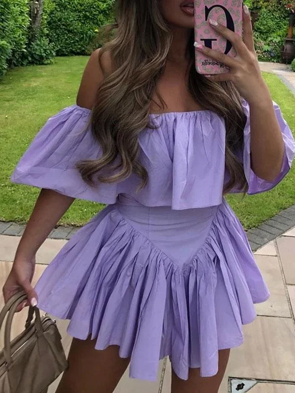 Off shoulder ruffle dress