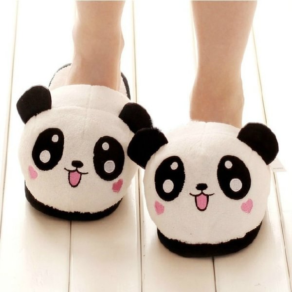 New Womens Girls Cute Panda Slip On Autumn And Winter Warm Soft Cartoon Plush Indoor Home Slippers Suede Shoes Suitable For 35-40 - Shop Trendy Women's Fashion | TeeYours