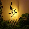 Metal Peacock Garden Ornament Lamp Waterproof LED for Courtyard Garden Path Lawn