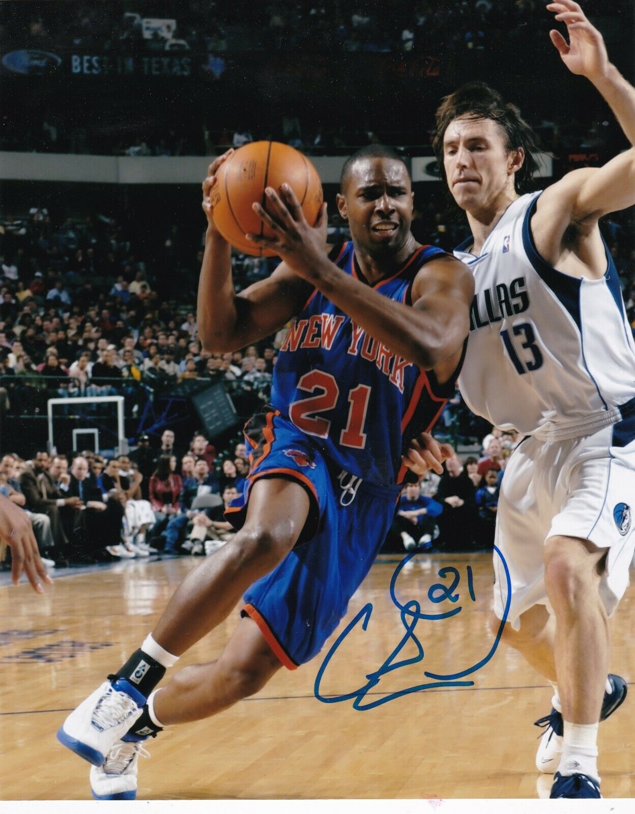 CHARLIE WARD NEW YORK KNICKS ACTION SIGNED 8x10