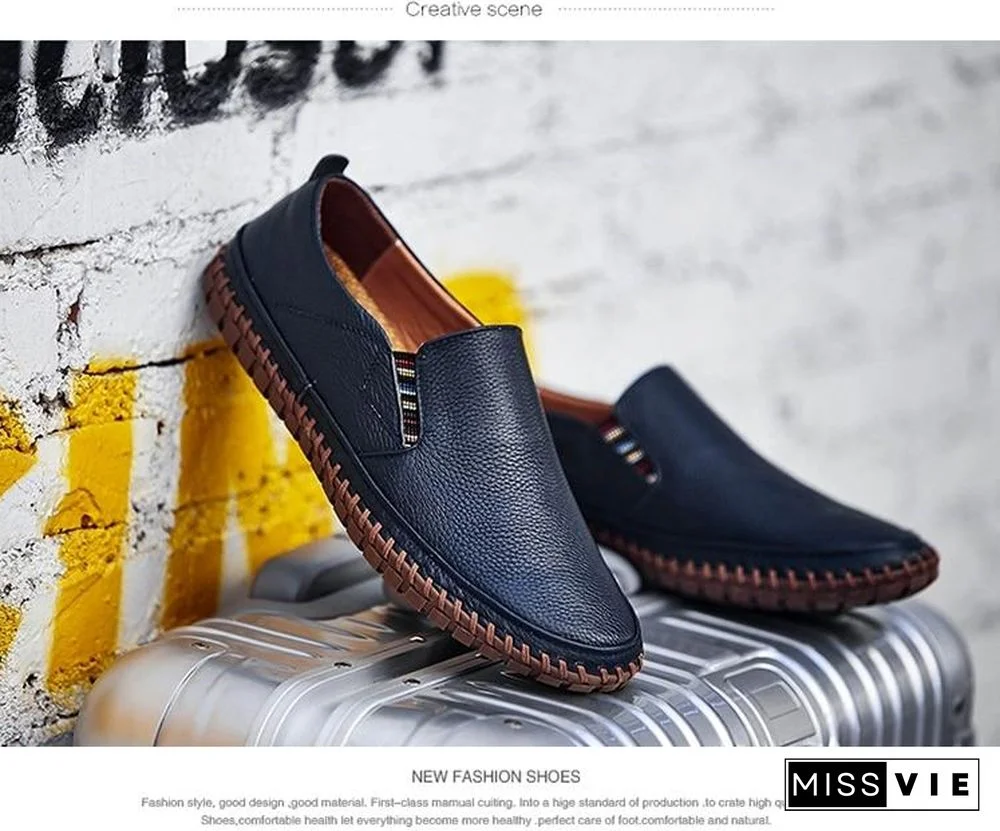 Leather Men Shoes Slip On Shoes Leather Loafers Mens Moccasins Shoes Italian Designer Shoes