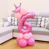 10PCS Blue Pink Party 0 - 9 Numbers Aluminum Film Latex Balloons Birthday Anniversary Decors