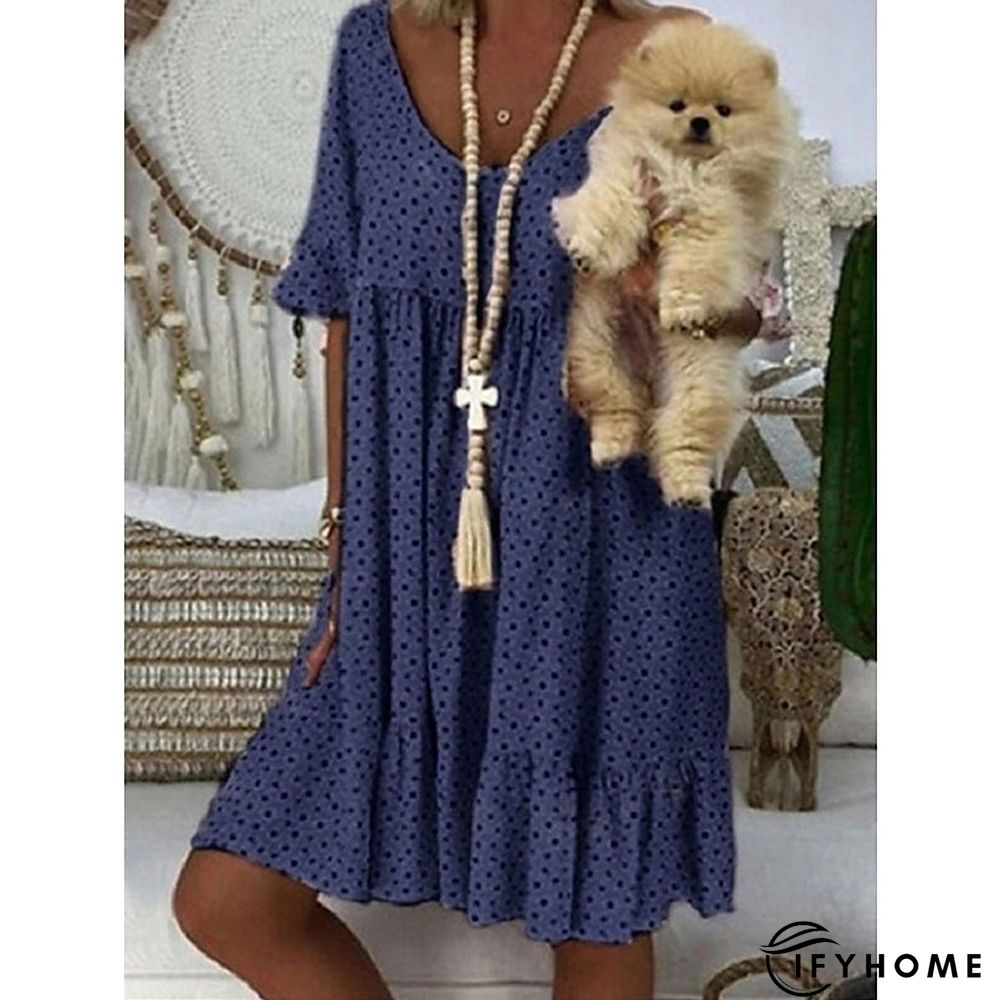 Women's Casual Dress Summer Dress Polka&nbsp;Dot&nbsp;Dress Polka Dot Ruched Print Crew Neck Mini Dress Fashion Streetwear Outdoor Daily Short Sleeve Regular Fit Yellow Pink Red Spring Summer S M L XL XXL | IFYHOME