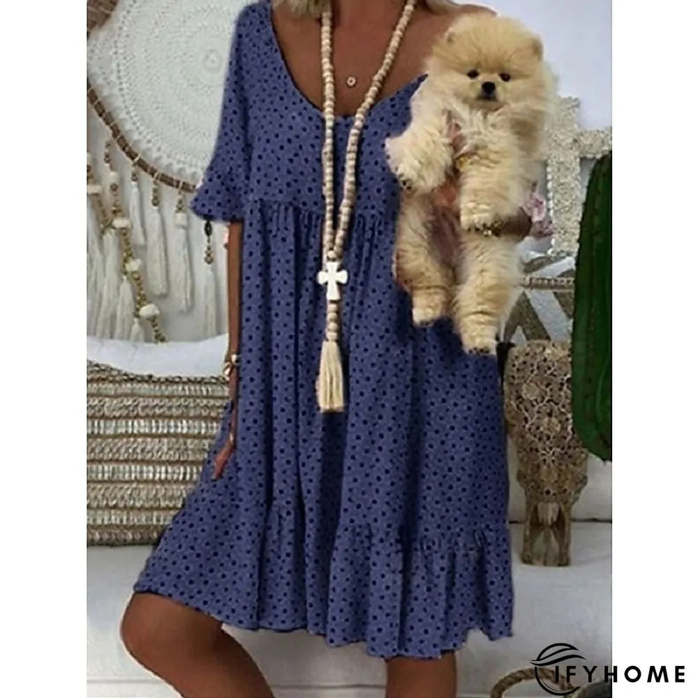 Women's Casual Dress Summer Dress Polka&nbsp;Dot&nbsp;Dress Polka Dot Ruched Print Crew Neck Mini Dress Fashion Streetwear Outdoor Daily Short Sleeve Regular Fit Yellow Pink Red Spring Summer S M L XL XXL | IFYHOME