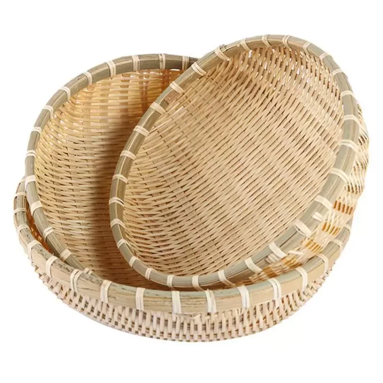 Round Storage Baskets Bamboo Breakfast Tray | AvasHome