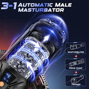 7 Rotating Thrusting 10 Vibrating Male Masturbator Pocket Pussy For Men