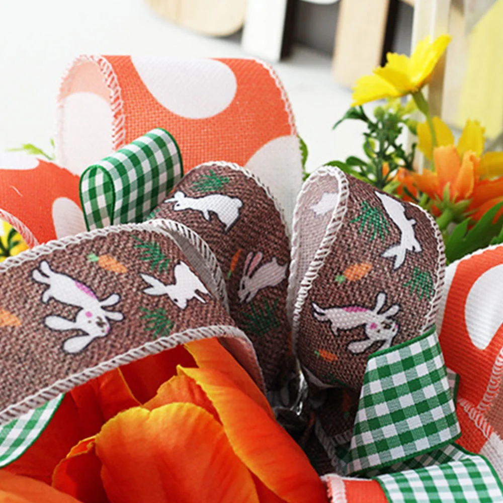 Easter Tulip Simulation Flower Carrot Rabbit Shaped Wreath Pendant