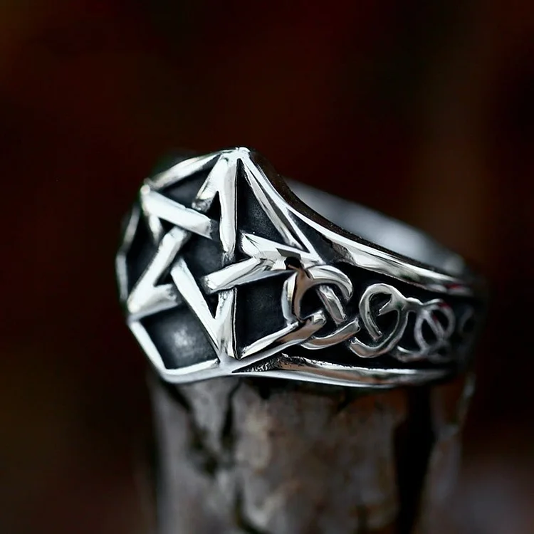 Coutureaura Celtic Knot Pagan Pentagram Star Ring