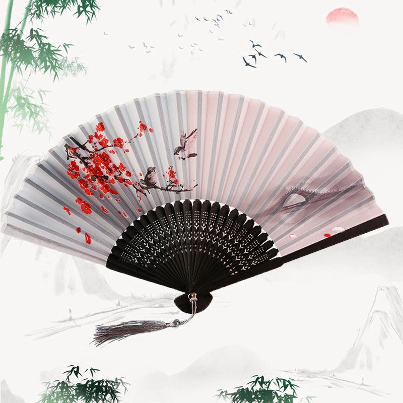Antique Fan Folding Fan Men’s And Women’s Classical Dancing Fan Ancient Costume Performance Photography Hanfu Props Chinese Style Handmade Folding Fan