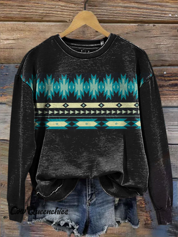 Vintage Print Casual Sweatshirt Multicolor / S