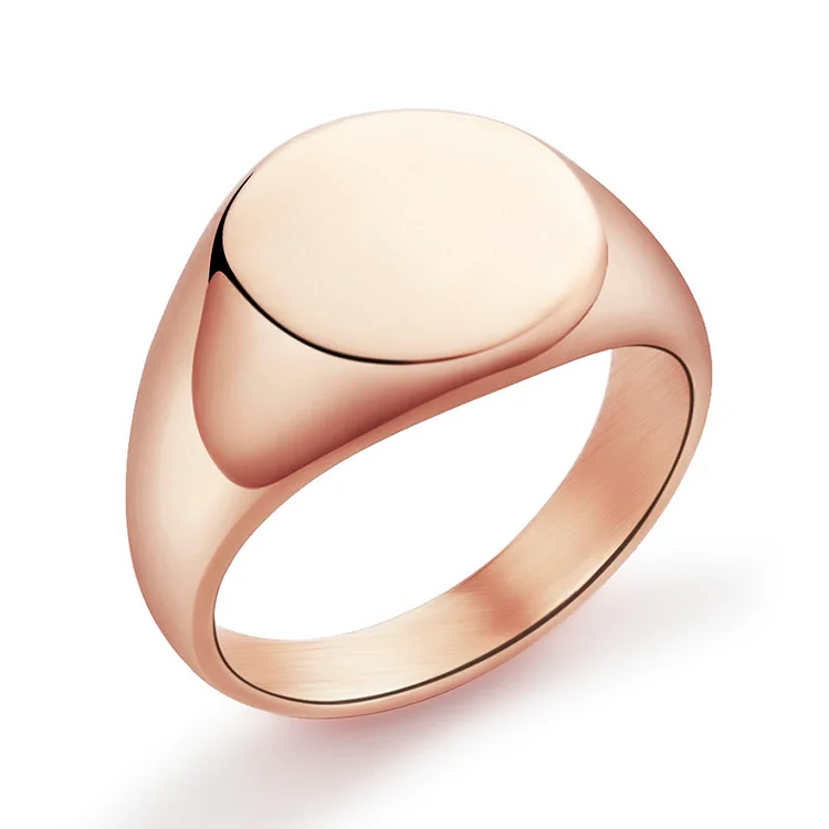 Simple Round Band Signet Ring for Men-VESSFUL