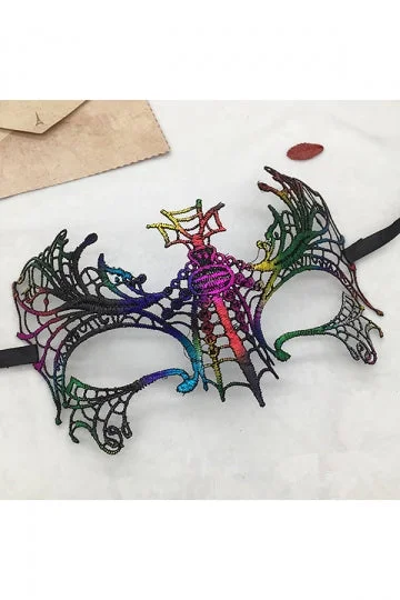 Spider Lace Half Face Eyes Mask For Lady Halloween Masquerade Party-elleschic