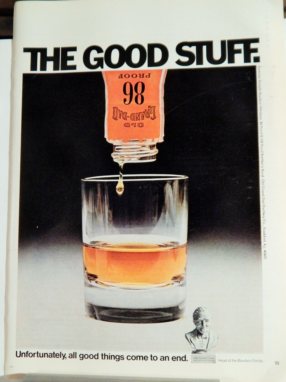 OLD GRAND-DAD 86 PROOF BOURBON 1971 VINTAGE Photo Poster painting AD, RARE SOUGHT EPHEMERA