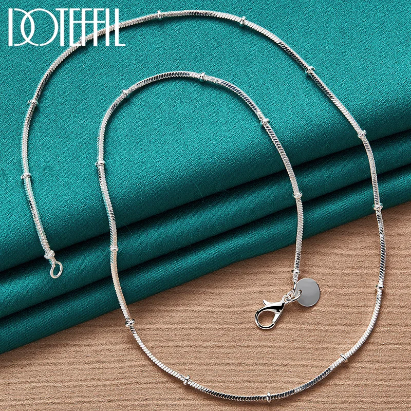 DOTEFFIL 925 Sterling Silver 1/2mm 18/20 Inch Snake Chain Beads Necklace For Women Man Jewelry