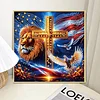 Diamond Painting-DIY Crystal Rhinestone Flag Cross Lion