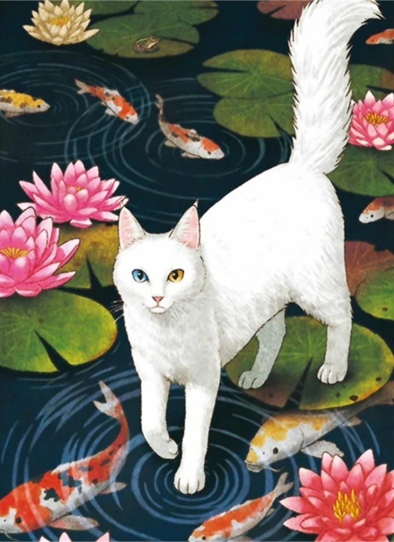 Cute Pastoral Cats 40*55CM(Canvas) Diamond Painting gbfke