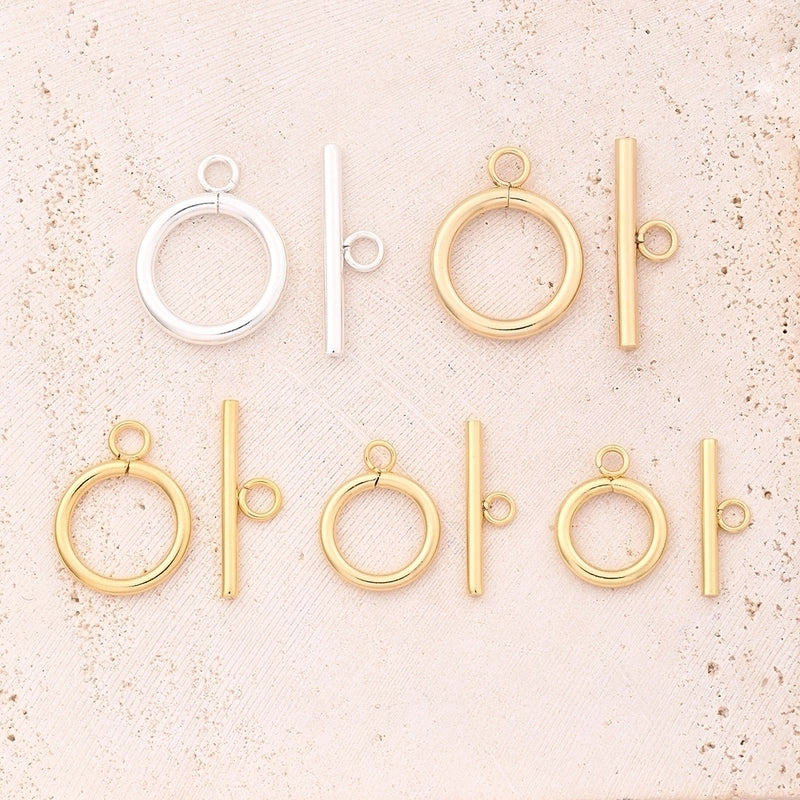 3 Pcs/Package 16x13mm 17x14mm 20x16mm Hole 2~2.9mm 304 Stainless Steel 18K Gold Plated Silver Plated Round Simple Solid Color Polished Jewelry Buckle