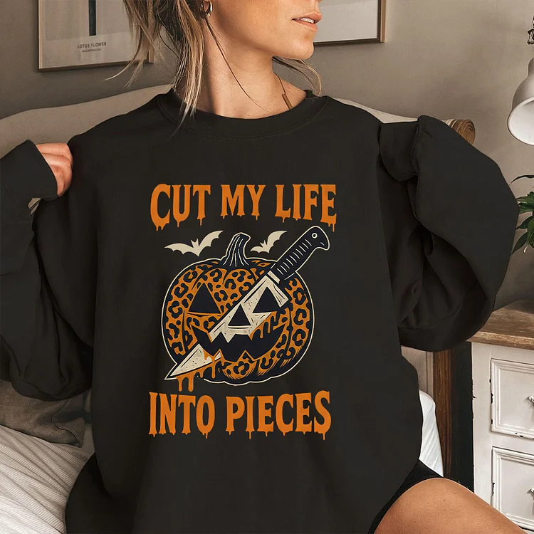 Cut my life into pieces Halloween Sweatshirt, Vintage Skeleton V-neck, Sweatshirt, Hoodie
