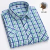 Men's Summer Plaid Cotton Casual Short Sleeve Shirt