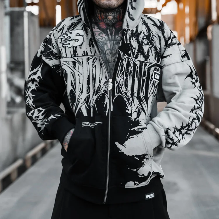 Retro Dark Street Style Oversized Hoodie