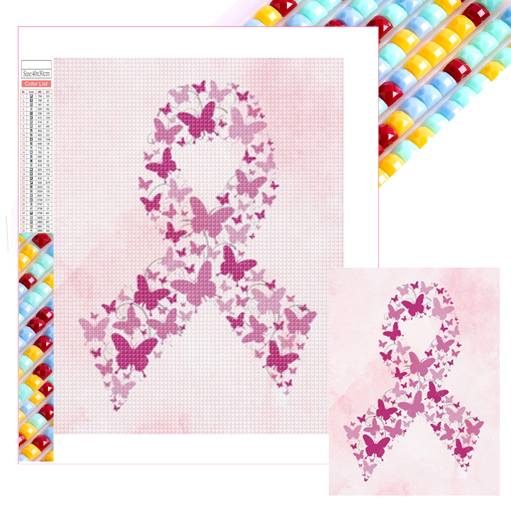 International Breast Cancer Awareness Month 30*40cm(picture) full square drill diamond painting