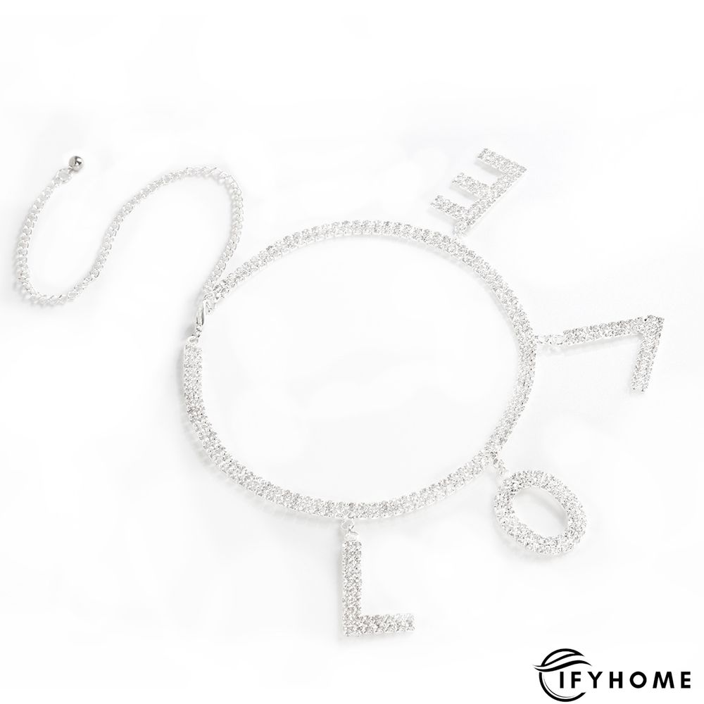 Fashion Temperament Simple Letter Love Rhinestone Pendant Necklace Jewelry | IFYHOME