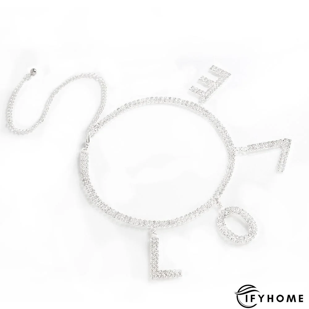 Fashion Temperament Simple Letter Love Rhinestone Pendant Necklace Jewelry | IFYHOME