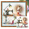 (Multi-Style) Weird Sewing Girl-11CT Stamped Cross Stitch 40*40cm/15.75*15.75in tapestrymarket
