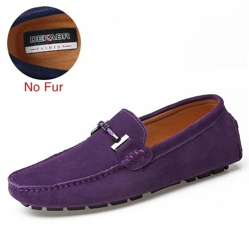 DEKABR Handmade Men Loafers Luxury Genuine Leather Casual Shoes Comfortable Soft Driving Shoes Warm Fur Plus Office Moccasins