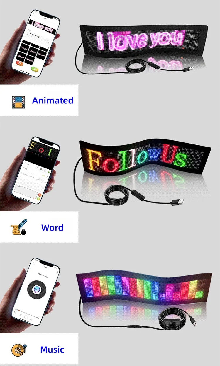 Vehicle LED display decorative flexible panel