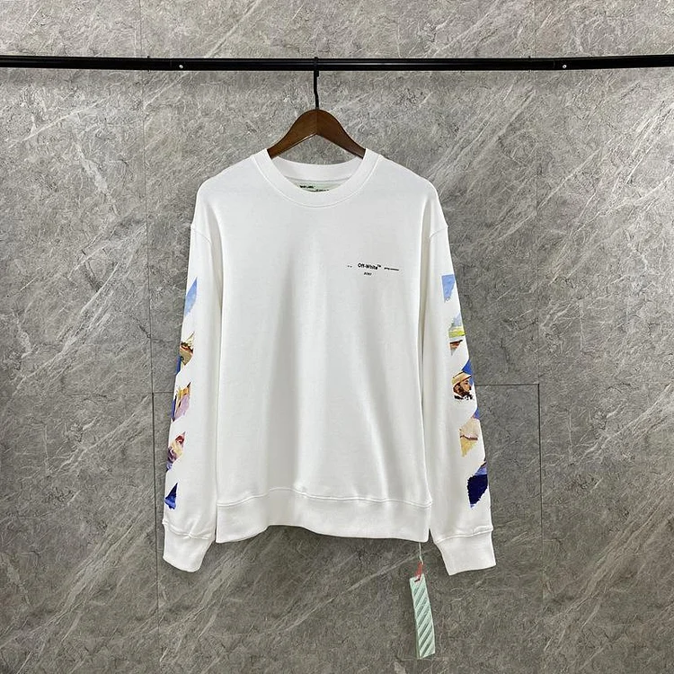 Off White Oil Painting Arrow Round Neck Sweater Male And Female Large Size Casual Sweatshirts Owt