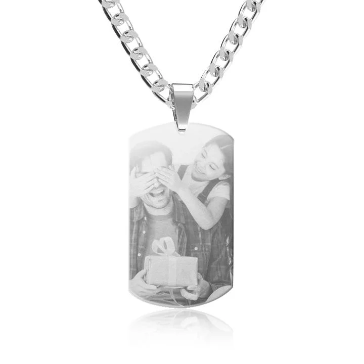 Personalized Tag Necklace Custom Black-White Photo Necklace Gifts for Him