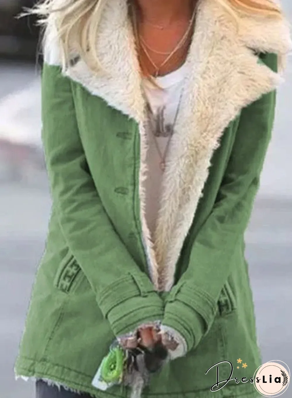 Women's slim mid-length thick coat