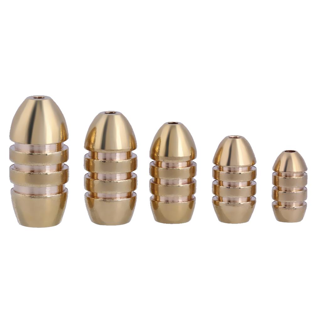 

5pcs Copper Brass Thread Bullet Shape Fishing Sinkers Weight Fishing Tackle, 501 Original