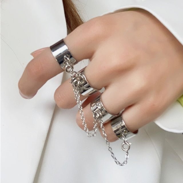 YOY-Silver Color Vintage Layered Finger Rings