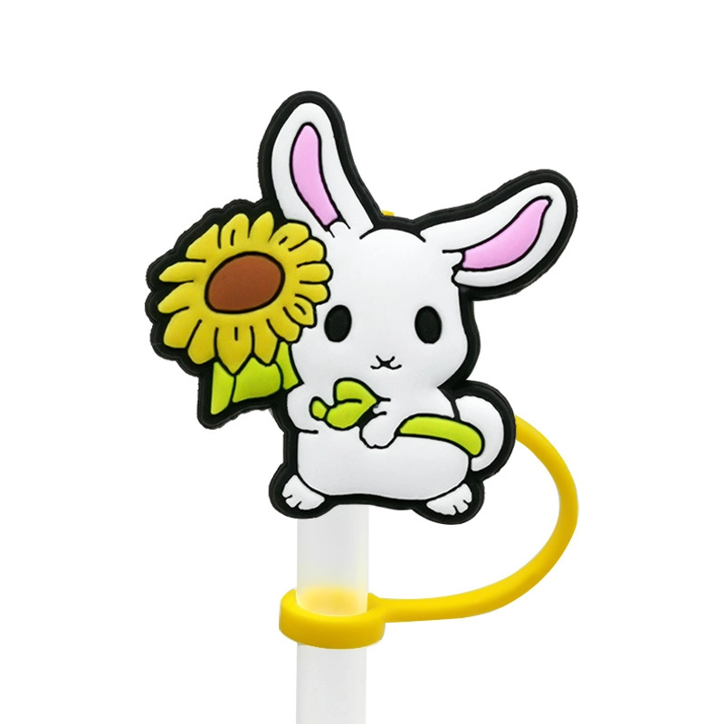 10 Pieces Cute Cartoon Silica Gel Straw Decorative Cap 1 Piece